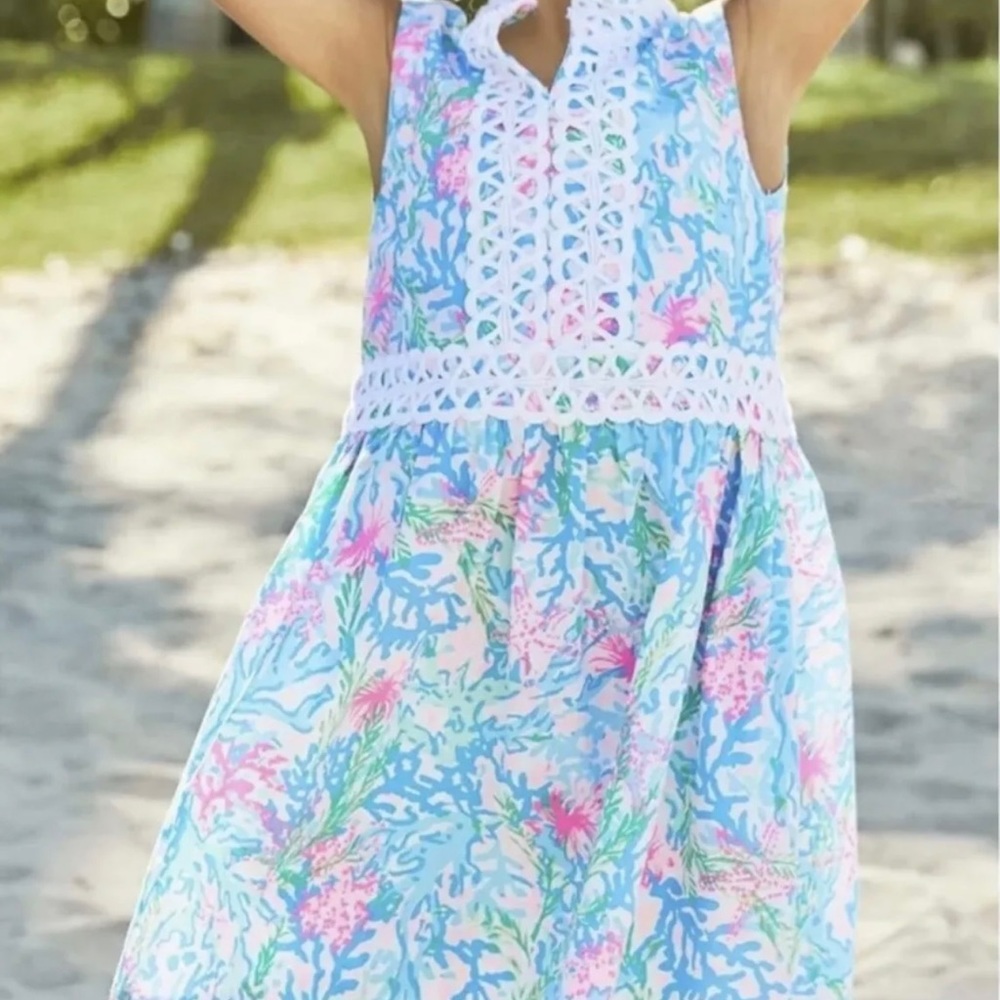 Lilly Pulitzer Girls Mini Franci Coral Bay Size 12